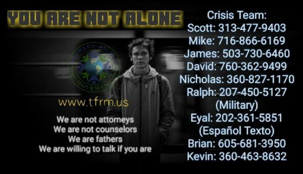 Texas Father's Rights Movement Suicide Hotline Team with Phone Numbers